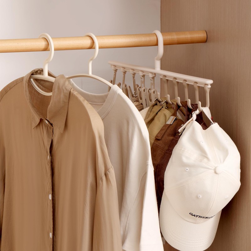 Clothes Hanger with 5 Clips and 5 Hooks Laundry Drying