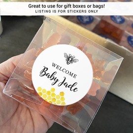 Bee baby favor stickers, Welcome Labels, Honey jar favor stickers or seed packet labels, Honey Bee Themed Baby Shower or Bridal Shower