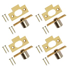 TERF® 19mm Polished Brass Bales Tubular Ball Cupboard Cabinet Roller Catch Latch - Internal Door Closer for Wardrobes - Pack of 4