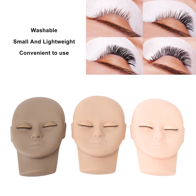 Eyelashes Extensions Practice Kit 3 Color Eyelash Mannequin Head 3