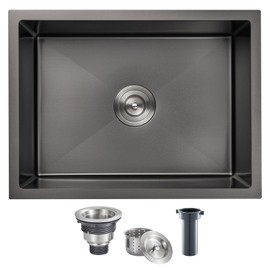 MENATT 22 inch Undermount Kitchen Sink Black, 18-Gauge Stainless Steel Handmade Single Bowl Kitchen Bar Sink Undermount, 22"x18"x9"