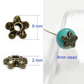 Heather's Cf - Tapones de abalorio de latón con estrellas, 500 unidades, de plata envejecida, para pulseras, collares, aretes, suministros de fabricación de joyas, accesorios para abalorio redondas de