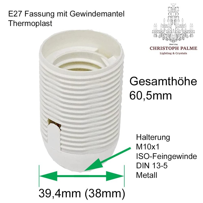 Socket E27 Thermoplastic White with Threaded Sheath and Attachment Cap