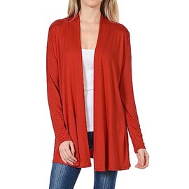 Pastel by Vivienne Women's Long Sleeve Jersey Cardigan (25+ Colors/S-XL), Rust, Small