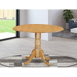 East West Furniture DLT-OAK-TP Dublin Table - Oak Table Top Surface and Oak Finish Pedestal Legs Hardwood Frame Dinner Table