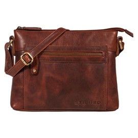 STILORD 'Wanda' Leder Handtasche Damen Klein Umhängetasche für Frauen Elegante Schultertasche für Shopping Freizeit Vintage Crossbody Bag Echtleder, Farbe:porto - cognac