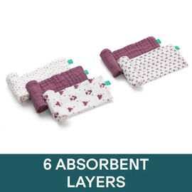 Koala Babycare 5 Pack 20"x10" Muslin Burp Cloths for Baby Boys and Girls - GOTS & Oeko-TEX Cotton Burp Rags for Newborns - Absorbent Neutral Burping Cloths for Feeding - Washable Baby Bibs Essentials