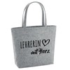 Huuraa Einkaufstasche Lehrerin mit Herz Geschenk 22 Liter Grey Melange