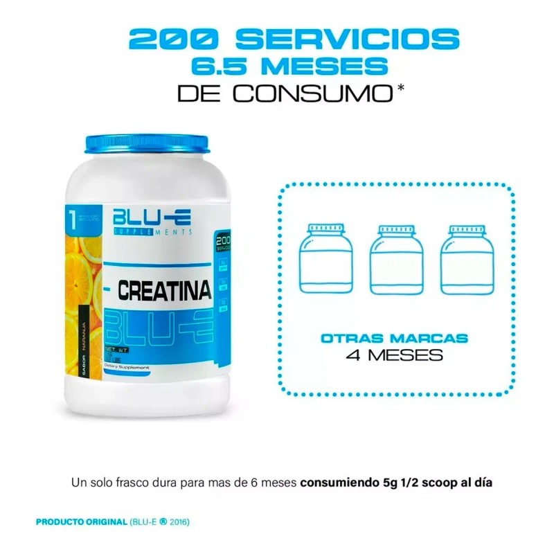 Blu-e Creatina Monohidratada 1kg Varios Sabores Naranja