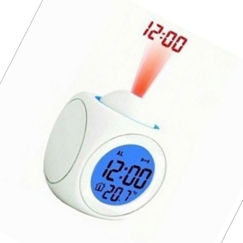 Projector Table Clock Multifunction Plastic USB Charging LED Voice Function