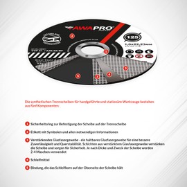 AWAPRO Cutting Discs 125 Metal 1 mm Thin for Stainless Steel - Pack of 25 | 125 x 1.0 x 22.23 mm