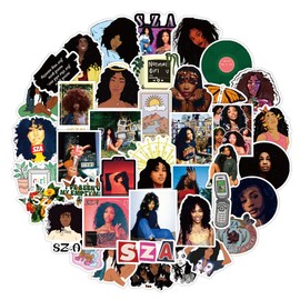50pcs SZA Ctrl Stickers for Laptop, Singer Cool Stickers, Trendy Waterproof Vinyl Decals for Teens Water Bottles Laptop Phone Skateboard Luggage Bicycle Guitar