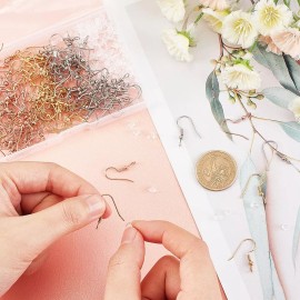 Unbranded 150 pcs 304 Stainless Steel Earring Hooks - Perpendicular Loop - 22mm - 3 Colors