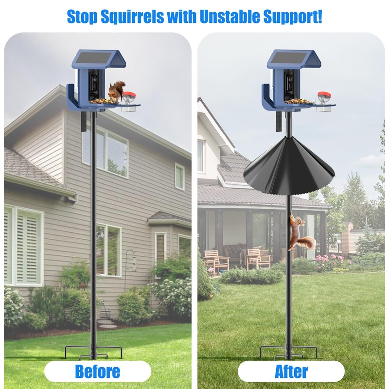 Squirrel Baffle for Bird Feeder Pole - Dynamic Steel Spring-Loaded