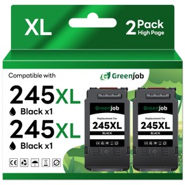 Greenjob 245XL Ink Cartridges Replacement for Canon 245XL PG-245 PG-245XL Black Ink for Canon Pixma TS202 TS3122 TS3322 TR4520 TR4522 MG2520 MG2522 MX490 MX492 Printer (2 Black)
