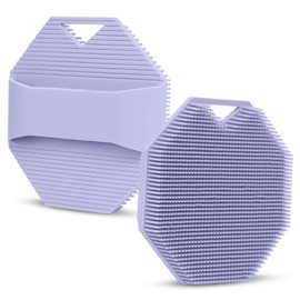 OTHIX Silicone Loofah Body Scrubber - Exfoliator Shower Scrubber for Body, Men & Women - Dense Soft Bristles, Ergonomic Handle，Easy to Clean＆Travel Friendly (Purple)