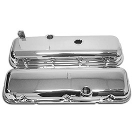 For 65-72 Chevy Big Block Short OEM Style Steel Valve Covers W/Dripper Rails Chrome
