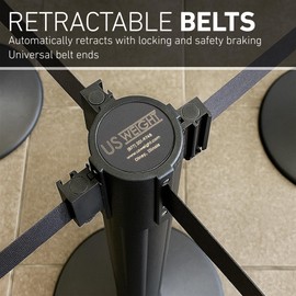 US Weight Sentry Stanchion with Retractable Belt, Easy Connect Assembly, Black, 6.5' Belt (2 Pack)