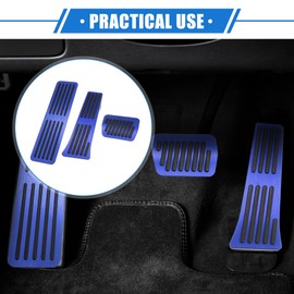 VekAuto 3 Pcs Car Gas Accelerator Brake Foot Rest Pedal Cover Pad Compatible for Ford Explorer 2020-2023, Antislip Aluminum Alloy Blue