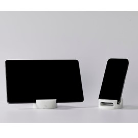 PHINILUX Luxury Marble Cell Marble Phone Stand, Phone Holder for Cellphone Tablet On Office Desk, Kitchen, Countertop, Nightstand, Round, Black Marquina