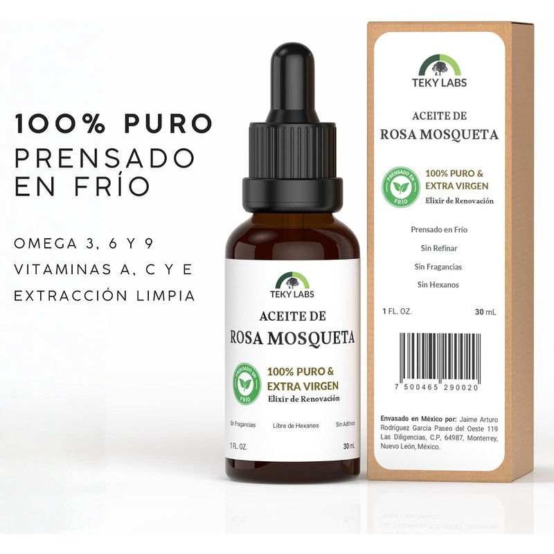Aceite de Rosa Mosqueta Facial Teky Labs 100% Puro 30