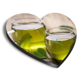 1 x Heart MDF Magnets - Healthy Green Tea Organic Drink 16538