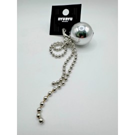 NYUNYU Bag Charm Silver Ball (Christmas Ball Style) - SHIPS FROM USA