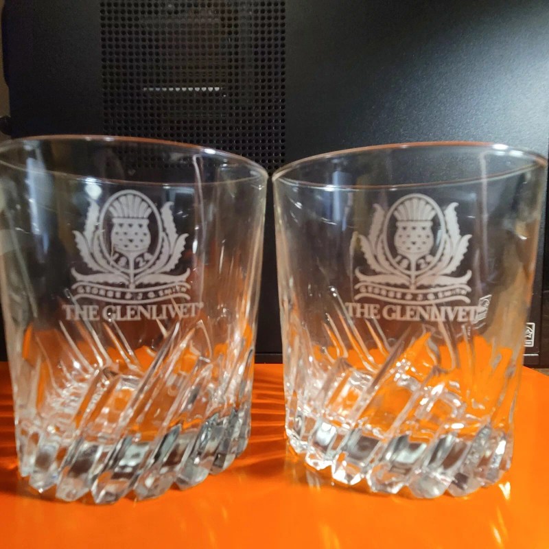 THE GLENLIVET GLENLIVET Scotch Whisky 1824 THISTLE Rocks Glasses FRANCE