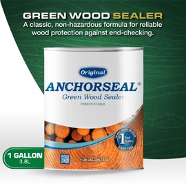 ANCHORSEAL Classic Log & Lumber End Sealer - Water Based Wax Emulsion, Prevents up to 90% of End Checking on Cut Ends of Hardwood & Softwood … (1 Gallon)