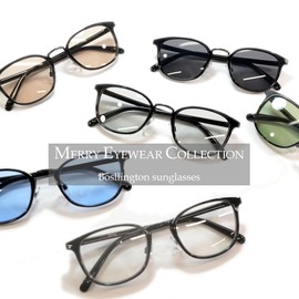 MERRY PLEASURE Sunglasses, Date Glasses, Light Color Lens, Wellington, Boston, Bosrington, Thin Color, Round Glasses, Men's, Women's, Asian Fit, Black x Lt.BROWN