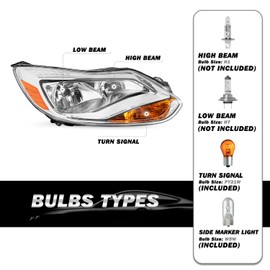 SOCKIR Headlight Assembly fit 2012-2014 Ford Focus OE Style Headlamp Replacement (Right Passenger Side)