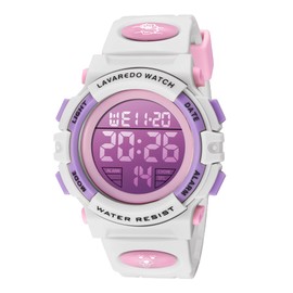 Wrist Watch Kids Girls Children Sports Watch Outdoor Multifunction Waterproof Alert Date Day Display Dual Time LED Analog Display Digital Wrist Watch, Pink, sports