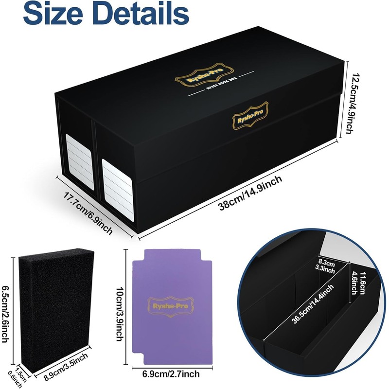RyshePro Trading Card Storage Box with Magnetic Closure for 2400+