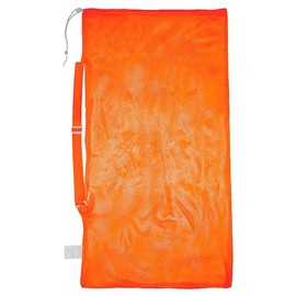 Champion Sports Mesh Sports Equipment Bag- Orange, 24" x 48"- Multipurpose, Nylon Drawstrong Bag w/ Shoulder Strap, Lock and ID Tag, for Sports Equipment, Balls, Swimming Gear - Breathable Stuff Sack