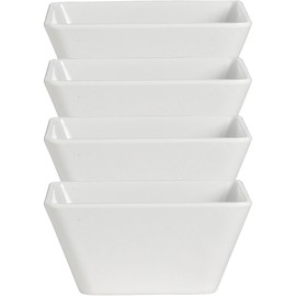 Fonteme White Cereal Bowls – 4 Pack Modern Square Ceramic Bowls for Soup, Salad, Pasta, or Side Dishes – Bright White Dinnerware for Home, Restaurant, or Buffet – Microwave & Dishwasher Safe