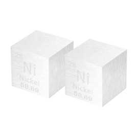 uxcell 2 Pcs Nickel Cube, 1 Inch High Density Metal Element Cube Metal Density Cube for Chemical Elements Collection Science Education Experiment Application, Silver