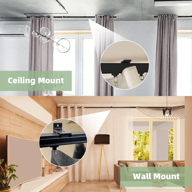 MLOQI Curtain Tracks Ceiling with Soundproof Strips, Curtains Tracks Rails