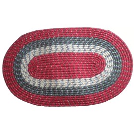 YinArts Red/Green Oval Christmas Braided Floor Rug - Red/Green 18" x 30"