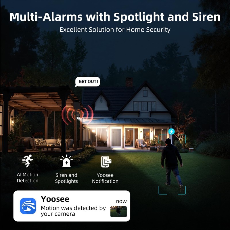 Techage 4G LTE Cellular Solar Security Camera Wireless Outdoor, 2.5K