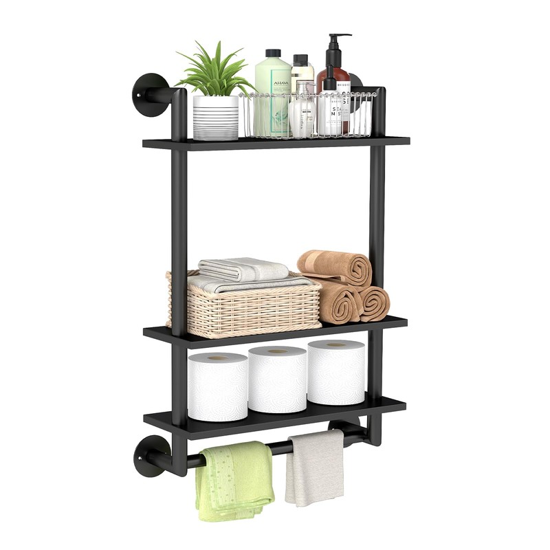 Bathroom Shelves Wall Mounted, 3 Tier Towel Racks with Towel