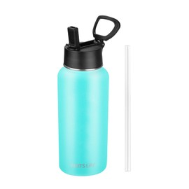 Insulated Water Bottle With Straw,32 oz Vacuum Insulated Stainless Steel Sports Water Flask,Keeps Cold and Hot,Metal Water Bottle Wide Mouth for Gym Travel Camping (Turquoise)
