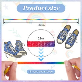 Chuangdi Pack of 8 120 cm / 47.24 Inches Long Rainbow Shoelaces Flat Shoelaces Set Sports Shoes Shoelaces Colourful Elastic Shoelaces Trainers Boots Shoel, Rainbow colour