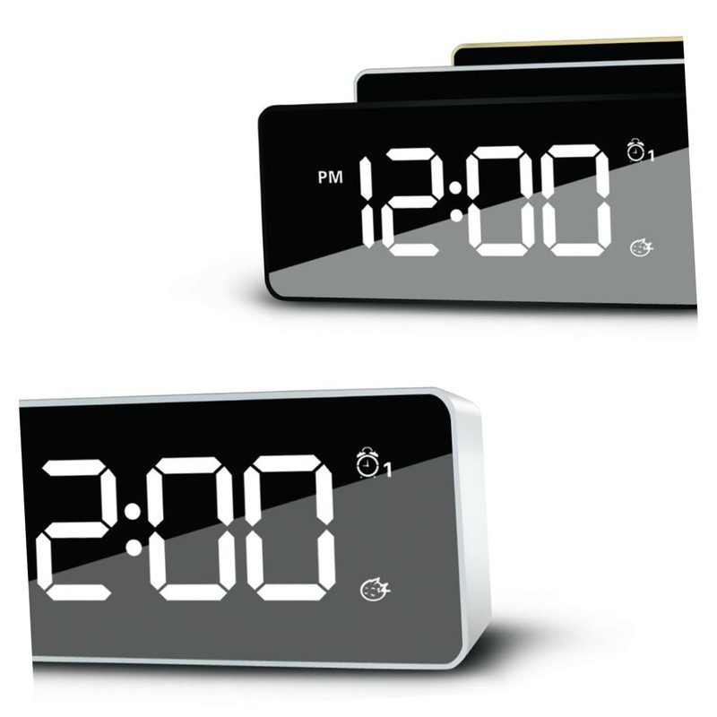 STOBAZA LED Alarm Clock with Music Snooze Function Backlight Modern
