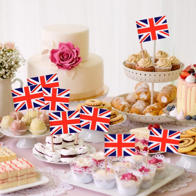 SHATCHI Union Jack Toothpicks British Sandwich Flags Food Cupcake Cocktail
