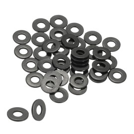 PATIKIL 6# Flat Washers 3/16"ID x 3/8"OD, 50 Pcs 304 Stainless Steel Metal Washers Black Electroplated Flat Gasket Spacer for Screws and Bolts, Black