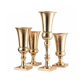 ZHANGJINYISHOP2016 Gran Lujo Impresionante Hierro Plateado Lujo Flor jarrón urna Mesa de Boda (Color : Gold-40cm)