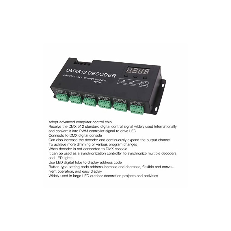 24 Channel Decoder, Digital Display, RGBW Dimming Driver LED Controller