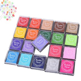 LUYING Stamp Stand, Set of 20 Colors, Highly Colored Inks, Hand Made Stamps, DIY Cloths, Wood, Can be Used for Celebrations, Finger Painting, Message Cards, New Year's Cards, Stamps, Christmas, Ink,