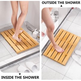 Domax Bamboo Non Slip Waterproof Mat for Shower, Poolside, Spa, Camping 21.26 x 14.17"