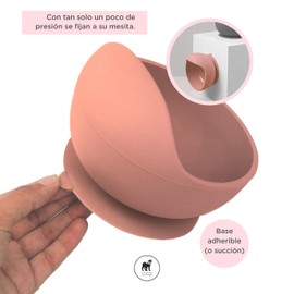 Nap Baby Set de Alimentación para Bebé/Toddler de silicón, libre bpa, silicona de grado alimenticio - Vajilla de 5 piezas (Plato, Bowl, Cuchara, Tenedor y Vaso) Chic, Elegante, único - Palo Rosa